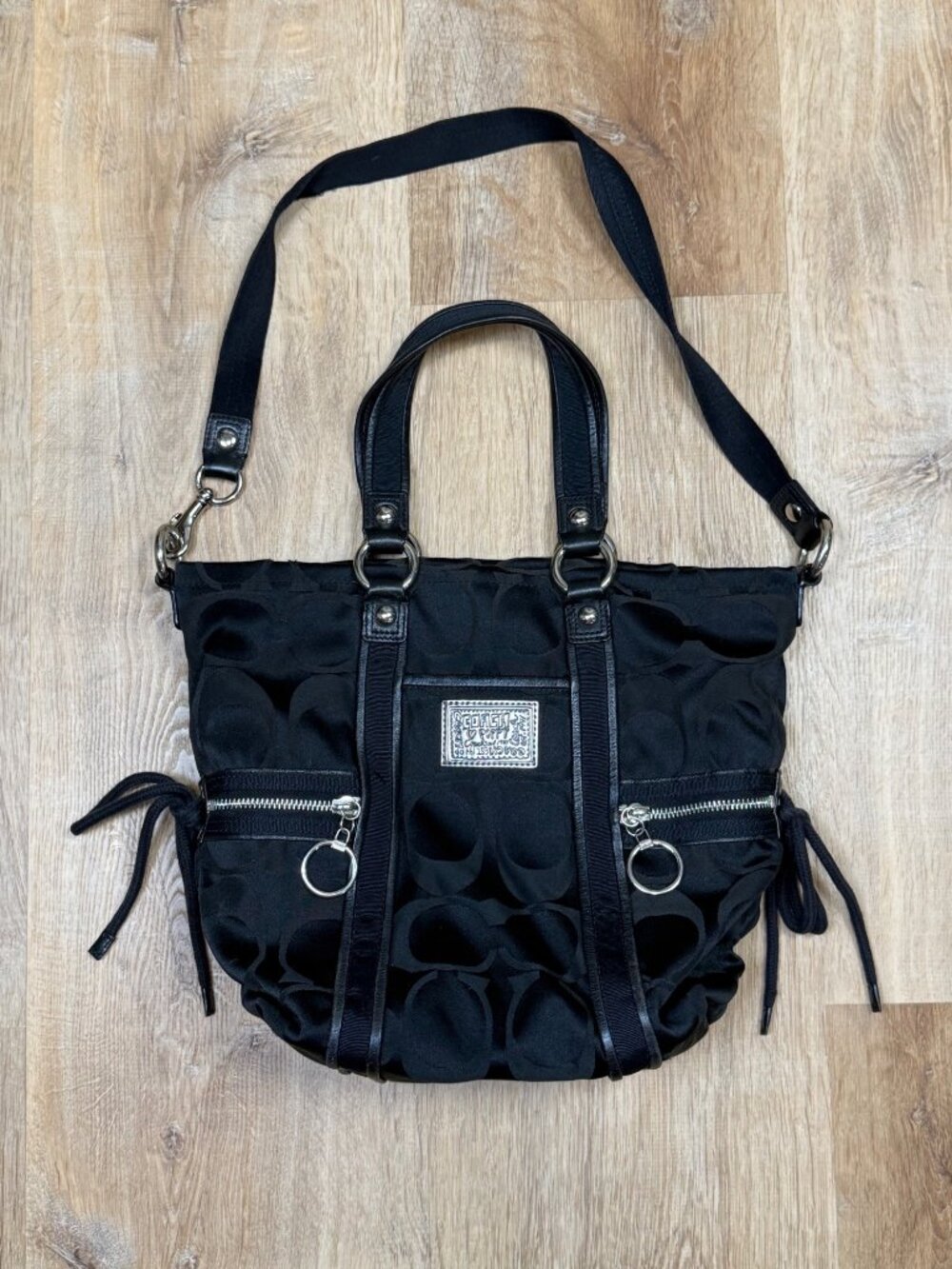 Y2K Coach Poppy Signature Sateen Spotlight Two Way Bag 13843 - Picture 3 of 12